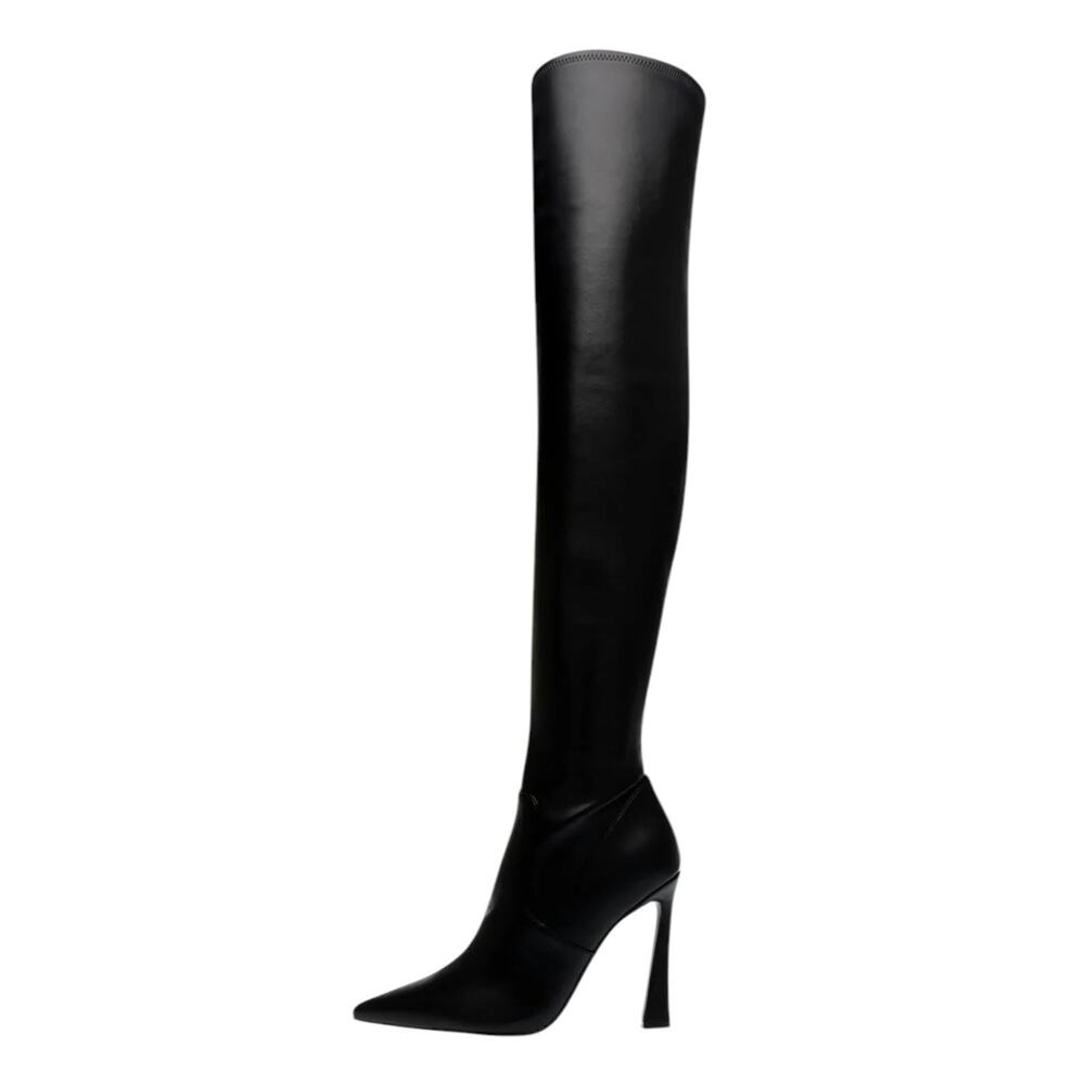 Steve Madden Womens Laddy Pointed Toe Over The Knee Dress Boots Black Size 5 1/2 - Picture 2 of 4